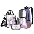 thumbnail image 1 of ZUXONGSY Cat Print 3 Pcs Clear Backpack Set for School, Heavy Duty Transparent Bookbag with Lunch Bag & Pencil Case, See Through for Teen Girls Kids, 1 of 5