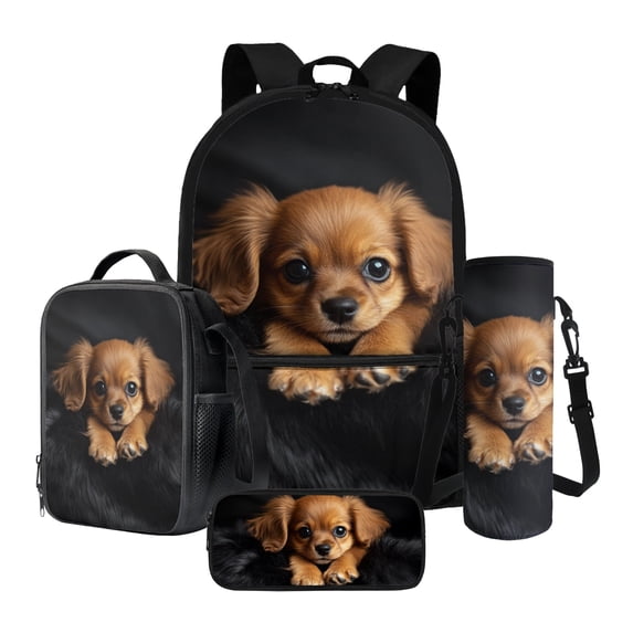 ZUXONGSY Cat Print 4 Pack Backpack Purse for Girls Boys Large Capacity School Bag with Lunch Box Pencil Case and Water Bottle Holder Kindergarten Rucksack Kids Daypack Travel Laotop Bags