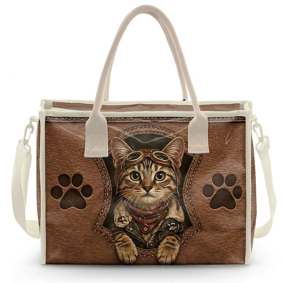 ZUXONGSY Cat Print Women's Clear PVC Shoulder Hobo Bag, Large Lightweight Oversize Tote, Weekender Handbag with Adjustable Straps, for Work Daily