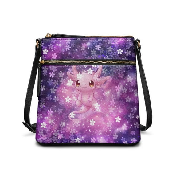 ZUXONGSY Cherry Blossom Axolotl Print Leather Shoulder Bag for Women Lightweight Crossbody Purse Phone Wallet purpose Shoulder Purse Bag Travel Bag for Daily Use Shopping