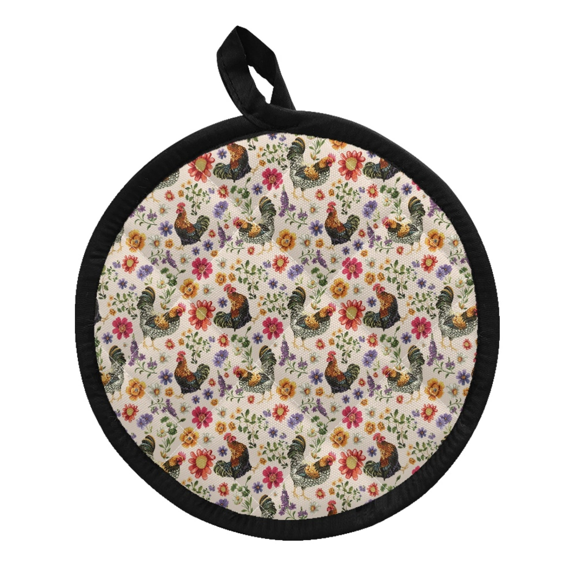 ZUXONGSY Chicken Pot Holder Flower Round Oven Gloves and Potholder in