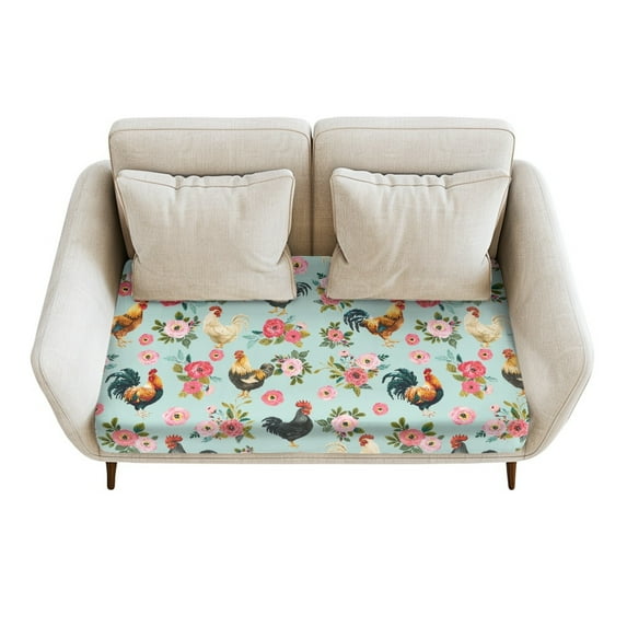 ZUXONGSY Chicken Sofa Cushion Covers Floral Outdoor Cushion Protector Cover Stretch Sofa Cushion Cover Replacement Couch Cushion Cover for Living Room Office Dining Room Bedroom Size M