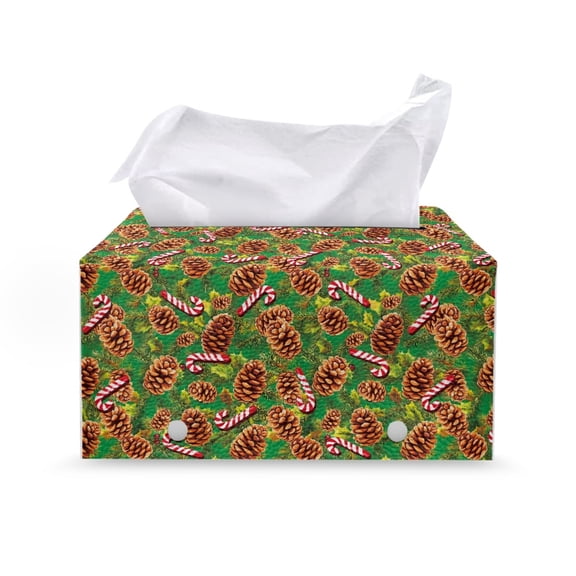 ZUXONGSY Christmas Candy Tissue Box Cover PU Leather Tissue Cube Box Cover with Buckle Modern Decorative Tissue Box Organizer for Bathroom,Car,Bedroom, Hotel, Office