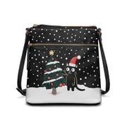 ZUXONGSY Christmas Cat Tree Snowflake Print Shoulder Bag for Women Lightweight Crossbody Purse Mini Satchel with Adjustable Wide Strap for Shopping Business