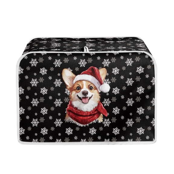 ZUXONGSY Christmas Corigi Snowflakes Toast Cover 4 Slice Small Bread Maker Oven Cover Wide Slot Quilted Four Slice Toaster Appliance Dust-proof Cover Anti-Sputtering Xmas Decor
