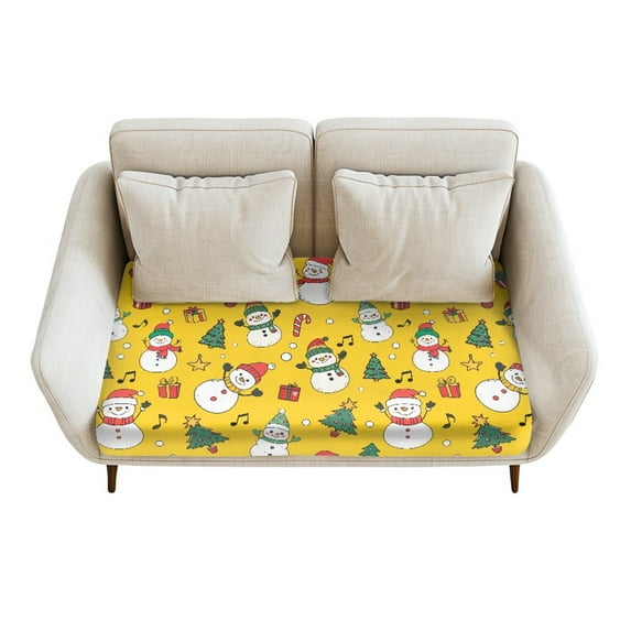 ZUXONGSY Christmas Couch Cushion Covers Snowman Sofa Cushion Protector Cover Separate Sofa Seat Cushion Cover Stretchable Furniture Covers Xmas Gifts for Friends 2 Seater