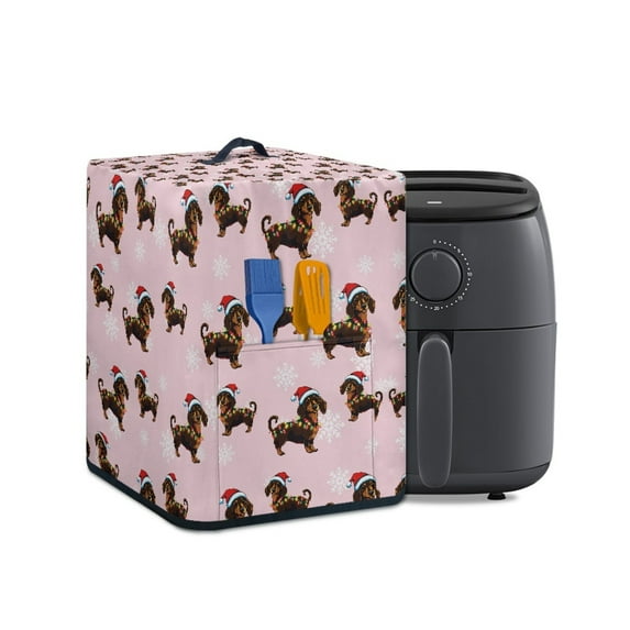 ZUXONGSY Christmas Dachshund Air Fryer Cover Dust CoverElectric Appliance Cover with Bottom Edge Rice Cooker Coffee Machine Cover Not Easy to Pilling And Fade 5 6 7 Qt Xmas Decor
