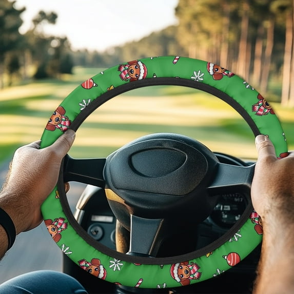 ZUXONGSY Christmas Golf Cart Steering Wheel Cover Dachshund Club Car Steering Wheel Cover Universal Steering Wheel Cover Sweatproof Auto Accessories Club Car Golf Cart Xmas Interior Decor