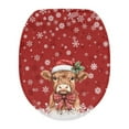 thumbnail image 1 of ZUXONGSY Christmas Highland Cow Flannel Toilet Cover Washroom Toilet Bowl Dust Cover Full Coverage Design Decorative Round Elongated Toilet Lid Covers Xmas Decor, 1 of 6
