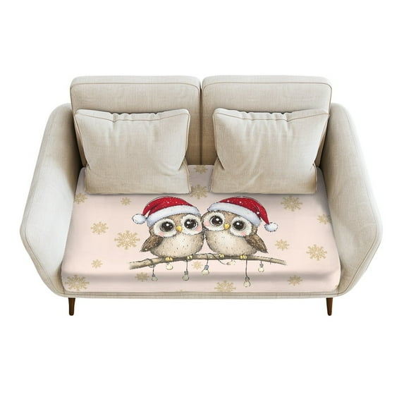 ZUXONGSY Christmas Owl Sofa Cushion Covers Outdoor Patio Couch Cushion Protector Cover Spandex Couch Seat Cushion Slipcover Adjustable Xmas Sofa Cushion Slipcover 50x27.5x9 in