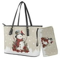 thumbnail image 1 of ZUXONGSY Christmas Snowman Cardinal Print 2 Pieces Waterproof Tote Handbag Card Holder Set for Women Large Capacity Work Bag with Matching Wallet Set for Shopping Work, 1 of 4