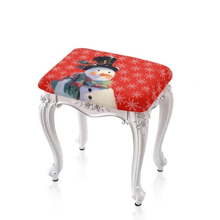 ZUXONGSY Christmas Snowman Stool Covers Rectangle 2 Pack Stretch Vanity Stool Covers Soft Stool Chair Covers Barstool Covers Slipcovers Bench Seat Protector Anti-Slip Xmas Decor