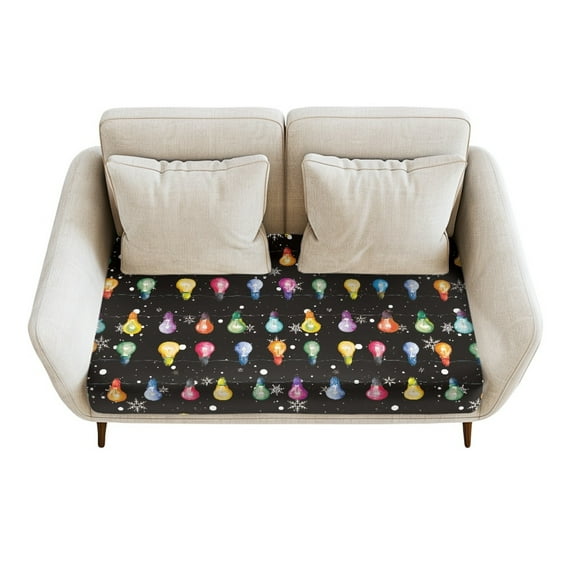 ZUXONGSY Christmas Sofa Cushion Cover Colored Lights Couch Cushion Dust Cover Elastic Separate Sofa Slipcover Comfortable Couch Cushion Slipcover Xmas Sofa Cushion Slipcover Size M