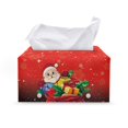 thumbnail image 1 of ZUXONGSY Christmas Tissue Box Cover Santa Claus PU Leather Tissue Cube Box Cover with Buttons Removable Tissue Box Cover Full Coverage Design Tissue Box Christmas Bathroom Decor, 1 of 7