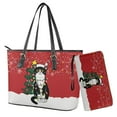thumbnail image 1 of ZUXONGSY Christmas Tree Black Cat Print Womens Wallet and Purse Set Tote Bag Hobo Shoulder Handbag with Matching Purse Pu Leather Top Handle Handbag, 1 of 4