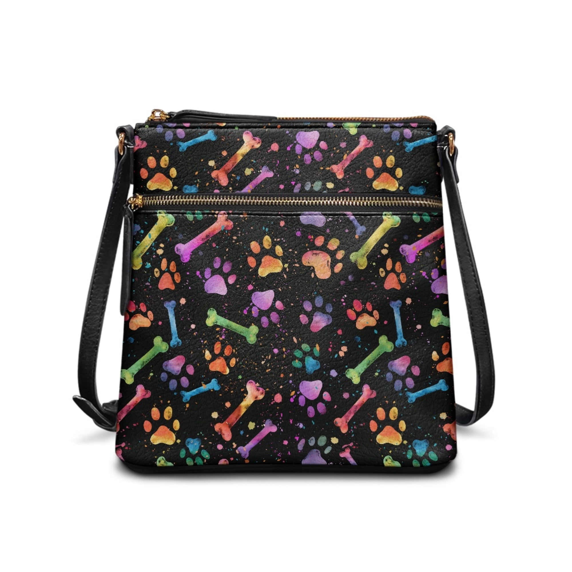 ZUXONGSY Colorful Dog Paw Bone Print Shoulder Bag for Women Mini Crossbody Purse Waterproof Satchel with Adjustable Wide Strap for Dating Workout