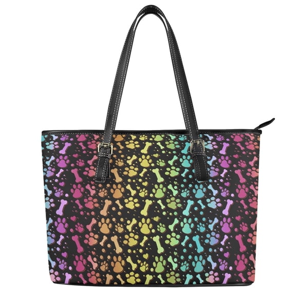 ZUXONGSY Colorful Paw Print Top Handle Bag for Women Waterproof Satchel Handbags Trendy Travel Purse with Zip Compartments for Workout Dating