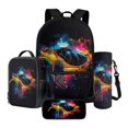 thumbnail image 1 of ZUXONGSY Colorful Splatter Paint Turtles Print Boys Girls School Bag Set 4 Pcs Backpack with Lunch Box Pencil Case and Water Bottle Holder, Middle School Student Schoolbag Bookbag Set, 1 of 6