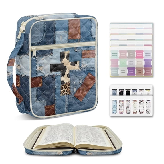 ZUXONGSY Cow Print Cross Print Bible Cover Case for Women Large Quilted Bible Carrying Bag with Durable Handles Christian Gifts for ChuZU, Work