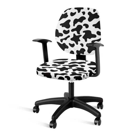 ZUXONGSY Cow Print Office Chair Cover Set of 2 Piece Mid Back Chair Covers Expandable Computer Desk Chair Seat Cover Replacement Furniture Protector for Family Friends