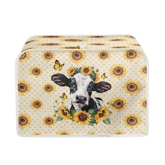 ZUXONGSY Cow Sunflower Toasters Cover 4 Slice Dust-proof Toasters Cover Bread Maker Cover Kitchen Small Appliance Dust Cover Wide Slot Housewife Gift Home Decor