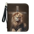 thumbnail image 1 of ZUXONGSY Cross Lion Print PU Leather Bible Cover Case for Women Men Lightweight Bible Carrying Tote Bags with Detachable Wristlet Strap Multifunctional Bible Study Tools for Bible Study, XL, 1 of 7