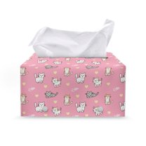 ZUXONGSY Cute Cat Tissue Box Covers PU Leather Rectangular Tissue Box Holder with Buckle Facial Paper Organizer Waterproof Tissue Cover Bedroom Office Desk Accessories