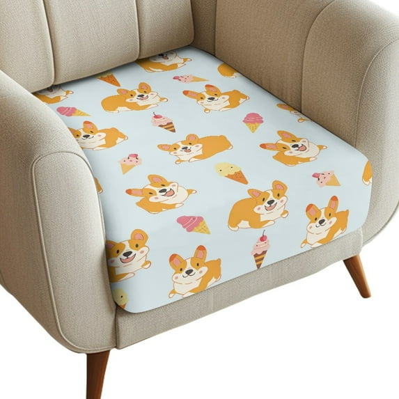 ZUXONGSY Cute Corgi Sofa Cushion Covers Couch Cushion Protector Cover Individual Sofa Cushion Cover 1 Seater Stretchable Furniture Covers Spandex Couch Seat Cushion Slipcover