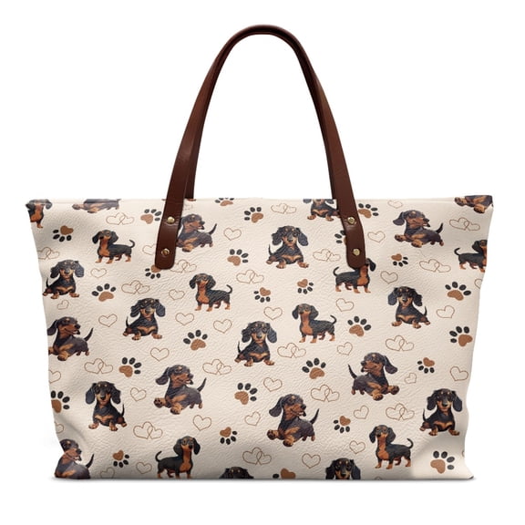 ZUXONGSY Dachshund Dog Print Tote Handbag for Women Waterproof Top Handle Bag Fashion Weekender Bag with Inner Pocket for Tours Daily Use