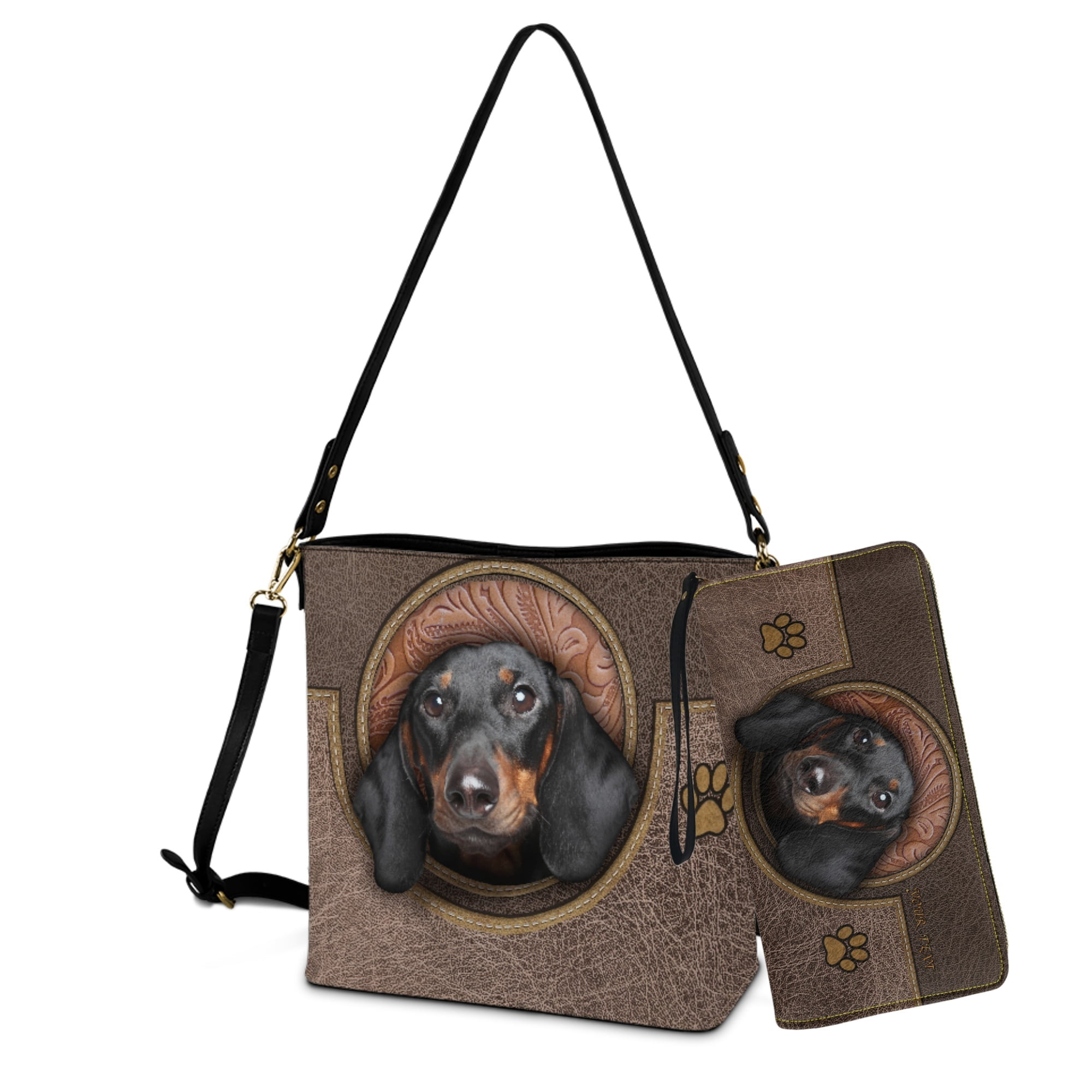 ZUXONGSY Chihuahua Dog Print Large Leather Crossbody Handbag with