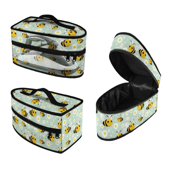ZUXONGSY Daisy Bee Print Steam Iron Case Portable Iron Storage Holder Zippered Travel Steamer Bag Carrier Bag with Handle Iron Accessories, Case Only