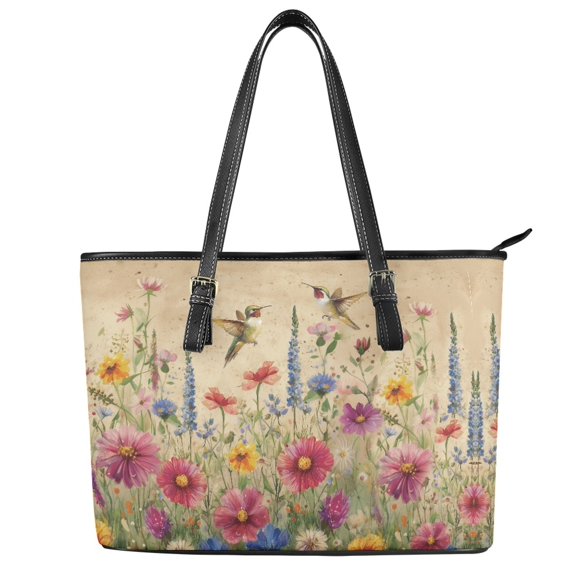 ZUXONGSY Daisy Flower Hummingbird Print Handbag for Women Portable Top Handle Satchel Waterproof Travel Purse with Zip Compartments for Daily Use Work
