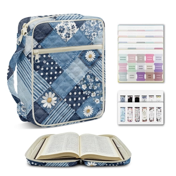 ZUXONGSY Daisy Print Bible Cover for Women Quilted Bible Bag Stylish ChuZU Bag with Tabs & Durable Handle Carrying Book Case for ChuZU, Essentials