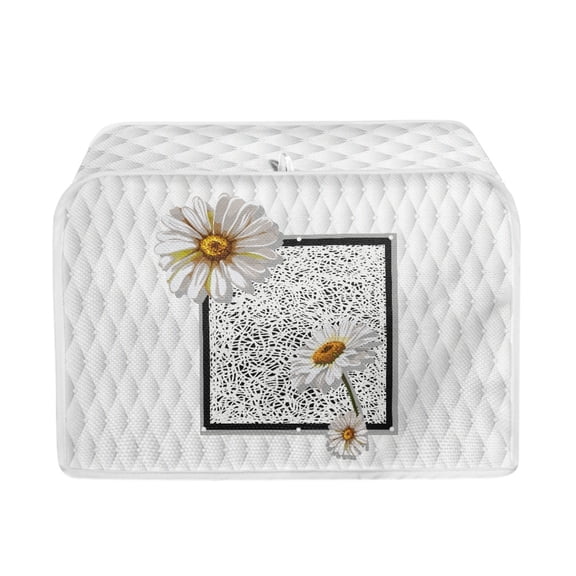 ZUXONGSY Daisy Print Toaster Covers 4 Slice White Anti-Sputtering Bread Toaster Cover Toaster Dust Cover Wide Slot Keep from Dust Fingerprint Kitchen Accessories Decor