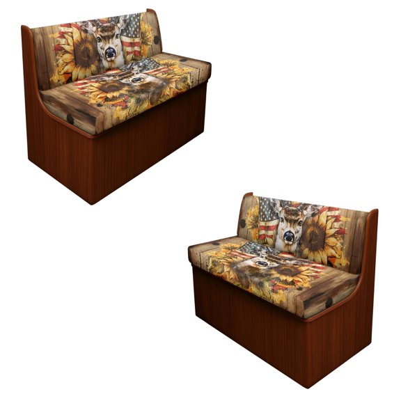 ZUXONGSY Deer Sunflower American Flag Pattern 4 Pack RV Dinette Cushion Covers Breathable Sofa Furniture Protector Replacement Loveseat Sofa Chair Cover Camper Seat Covers Dinette Booth