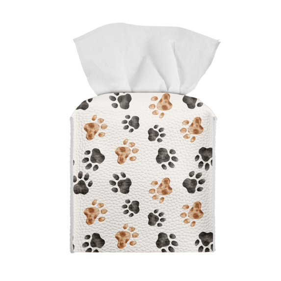 ZUXONGSY Dog Paw Square Tissue Box Covers Pack of 2 PU Leather Tissue Cube Box Cover Stylish Tissue Box Cover Customized Printed Tissue Cover for Bathroom,Car,Bedroom, Hotel, Office