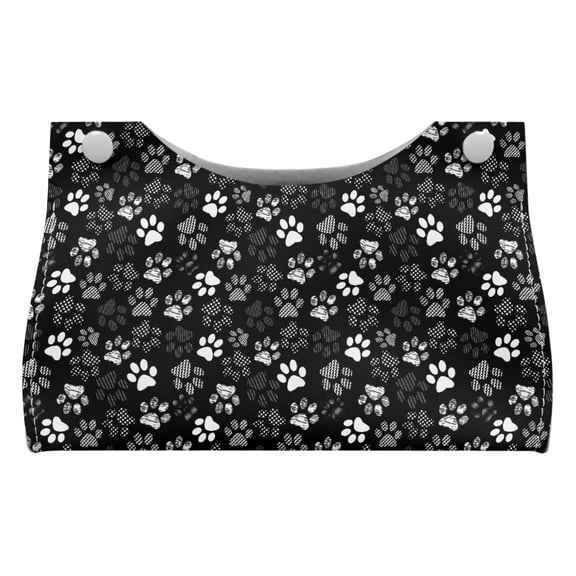 ZUXONGSY Dog Paw Tissue Box Cover Set of 2 Rectangular PU Leather Household Tissue Holder with Buttons Stylish Tissue Box Cover Match Most Tissue Boxes Facial Tissue Case Gifts to Family