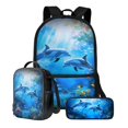 thumbnail image 1 of ZUXONGSY Dolphin Coral Clownfish Print School Backpacks for Teen Girls Boys 3 in 1 School Bag Book Bag with Lunch Box Pencil Case for Kindergarten Elementary Schoolbags Back Packs Travel Daypack, 1 of 6