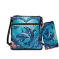 thumbnail image 1 of ZUXONGSY Dolphin Coral Fish Print Ladies Lightweight Crossbody Combo - PU Leather Crossbody Bags and Purses Set Zippered Pockets with Shoulder Strap for Beach Travel, 1 of 5