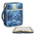 thumbnail image 1 of ZUXONGSY Dolphin Lotus Sea Print Bible Case for Women Quilted Bible Protective Carrier Sturdy Carrying Book Case with Handle Scripture Bag for Study, 1 of 7