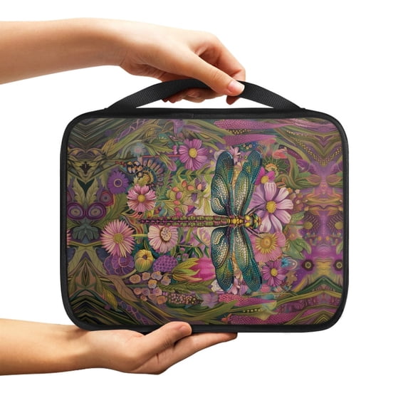 ZUXONGSY Dragonfly Daisy Floral Pattern Bible Cover for Women Bible Case Bible Carrying Case Large Bible Bag Sturdy Bible Protective with Handle Portable Church Bag Handbag