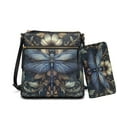 thumbnail image 1 of ZUXONGSY Dragonfly Flower Print Leather Crossbody Purse Wallet Set for Women, Multi Pockets Satchel Purse Medium Size Zipper Shoulder Hobo Bag with PU Leather Wallet, 1 of 5