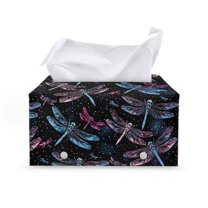 ZUXONGSY Dragonfly Tissue Box Covers Rectangle PU Leather Tissue Cube Box Cover with Buttons Waterproof Tissue Cover Full Coverage Design Tissue Box Holder for Car Bathroom