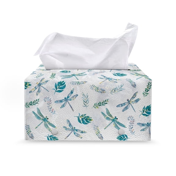 ZUXONGSY Dragonfly Tissue Box Covers Rectangular PU Long Tissue Box Cover with Buttons Customized Printed Tissue Cover Modern Holder Tissue Bag for Women Gifts for Mom