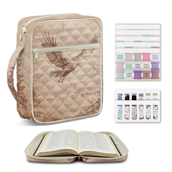 ZUXONGSY Eagle Snow Mountain Print Bible Case for Women Quilted Bible Cover Case Portable ChuZU Bag with Tabs & Durable Handle Christian Gift for Religious, ChuZU