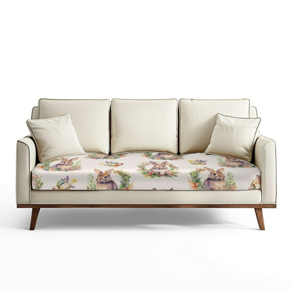 ZUXONGSY Easter Couch Cushion Cover Rabbit Separate Sofa Seat Cushion Cover Strechable Outdoor Cushion Protector Cover Couch Seat Slipcovers Easter Sofa Accessories Decoration Large