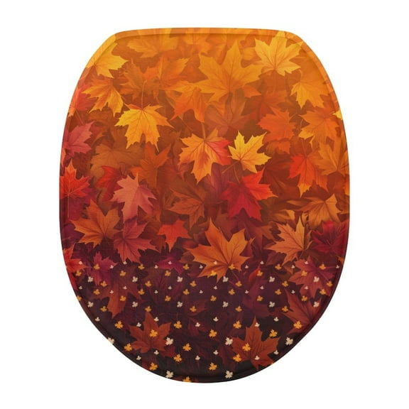 ZUXONGSY Fall Maple Leaf Flannel Toilet Cover Oblong Toilet Seat Cover Decorative Covers with Elastic Band Washroom Toilet Bowl Dust Cover Stain-Resistant Thanksgiving Decor