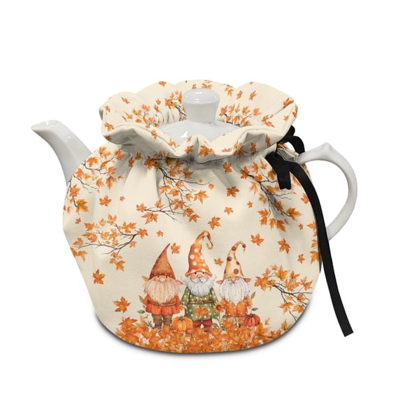 ZUXONGSY Fall Maple Leaf Teapots Dust Cover Tea Cozy for Teapot with Elastic Band Drawstring Teapot Cozy Cover Insulated Easy to Install And Washable Fall Thanksgiving Decor