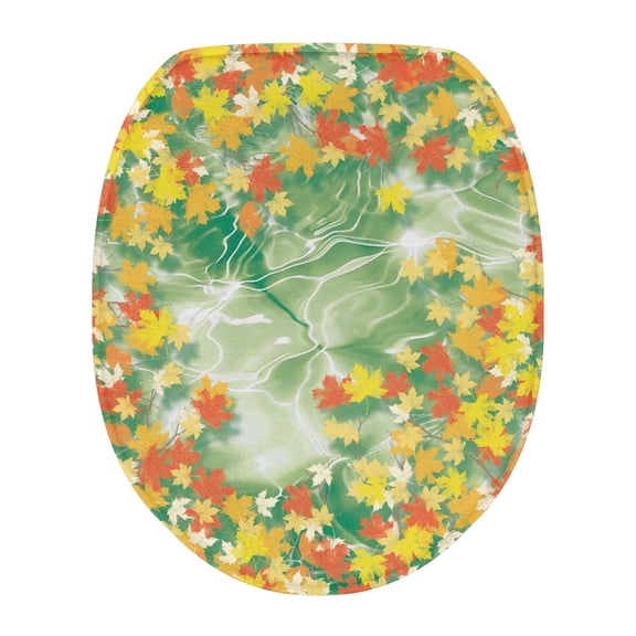ZUXONGSY Fall Maple Leaf Toilet Lid Dust Cover Washroom Toilet Bowl Dust Cover with Elastic Band Elongated Toilet Cover Protector Universal Fit Size 17.3 x 13 Inches Thanksgiving Decor