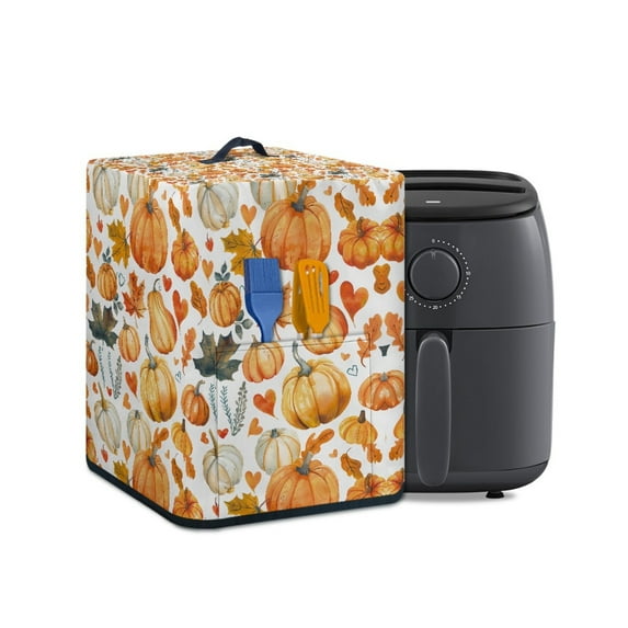 ZUXONGSY Fall Pumpkin Air Fryer Cover Electric Rice Cooker Dust Cover with Pockets And Handle Maple Leaf Rice Cooker Coffee Machine Cover Stain Resistant Thanksgiving Fall Decor